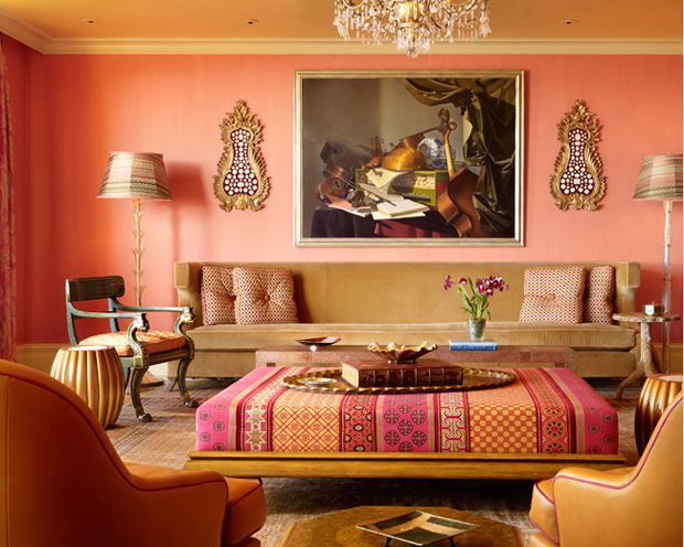  фото Персиковый цвет в интерьере комнат разного назначения